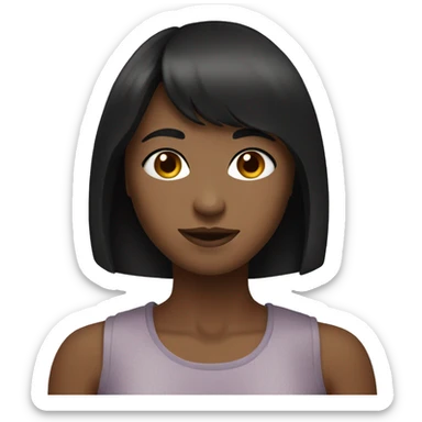 A women named rose, with dark hair bangs and skin sticker