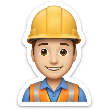 engineer emoji, wearing a hard hat, smiling sticker