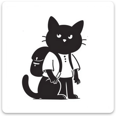 cat wearing a school backpack sticker