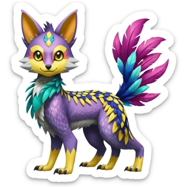 Colorful Meloetta-Lykoi-Sergal-Renamon-Pokémon-Digimon-Fakémon-fusion-hybrid-creature sticker