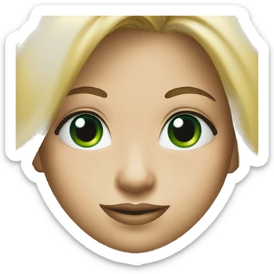 Girl with blonde hair and green eyes in black t-shirt  sticker