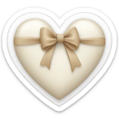 white heart with beige bow sticker