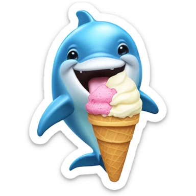 Dolphin eating ice cream sticker