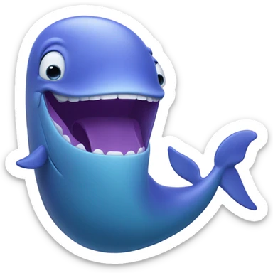 Blue whale purple, open mouth sticker