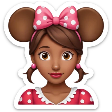 Woman’s with brown hair Minnie mouse ears sticker