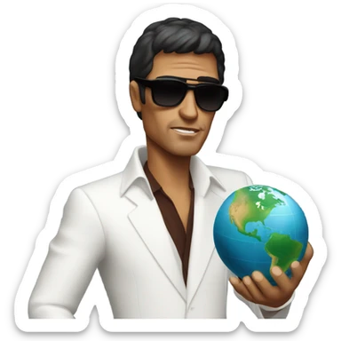 Tony Montana sunglasses the globe in his hand sticker