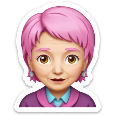 pink haired grandma sticker