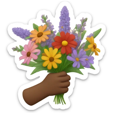 Fist holding bouquet of wildflowers sticker