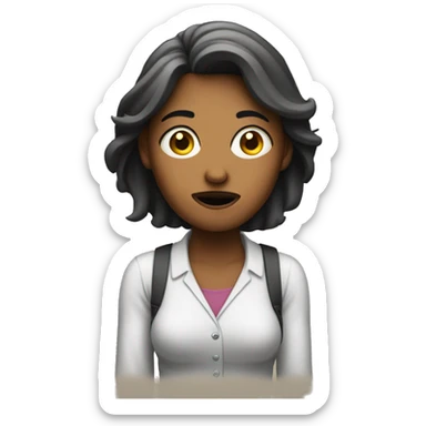 woman shrugging with a confused face sticker