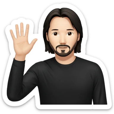 Keanu Reeves raising his hand up sticker