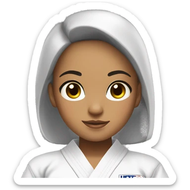 jiu jitsu girl black hair hazel eyes lights skin sticker