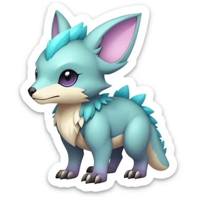 cool colorful dark pastel edgy fantasy animal hybrid Fakemon full body sticker