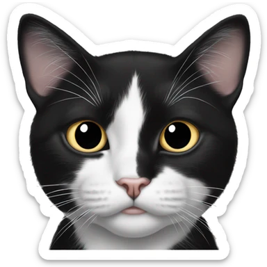 black and white tuxedo cat with black dot on his nose and chin sticker