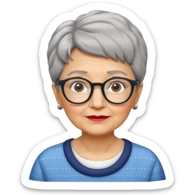 grandma, short salt and pepper hair and glasses sticker