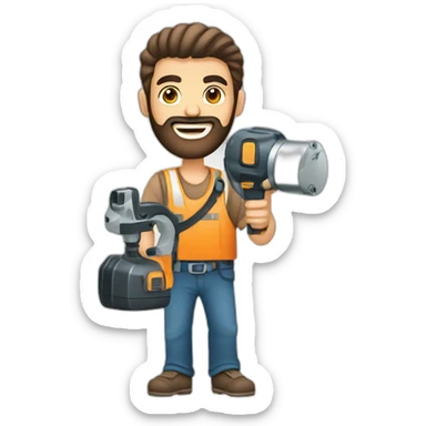 smiling-arab-bearded-man-with-baby-and-electric-drill-scowling sticker
