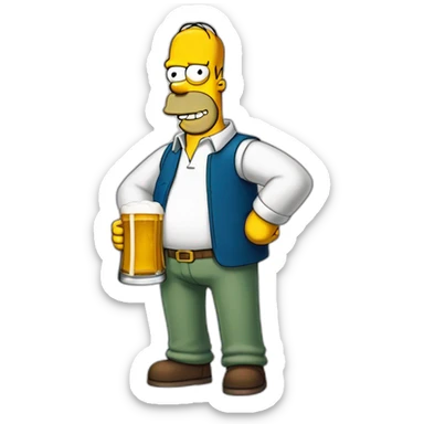 Homer Simpson buvant une bière sticker