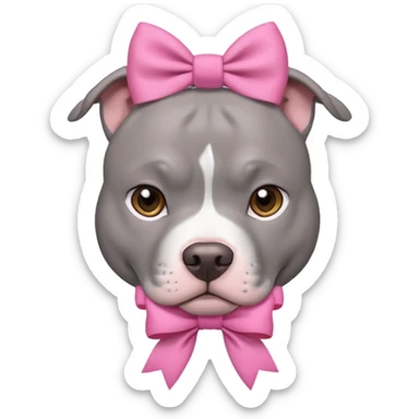 Grey pitbull with a pink bow sticker