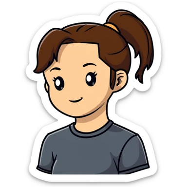 girl with brown hair and ponytail sticker