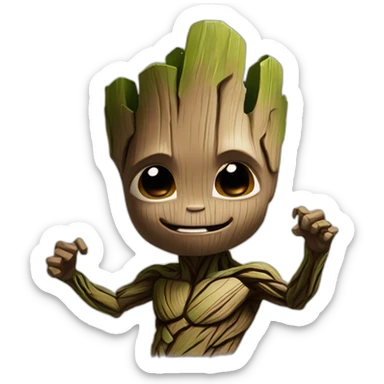 angry baby groot sticker