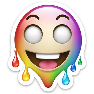 Laughing tears with rainbow tear drops sticker
