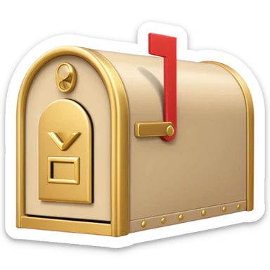 beige aesthetic mailbox with gold elements. without red color  sticker