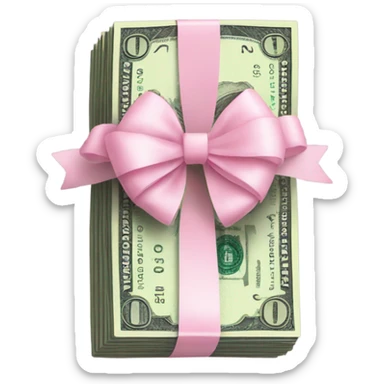 stack of money with baby pink bow sticker