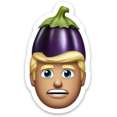 donald trump with eggplant on head sticker