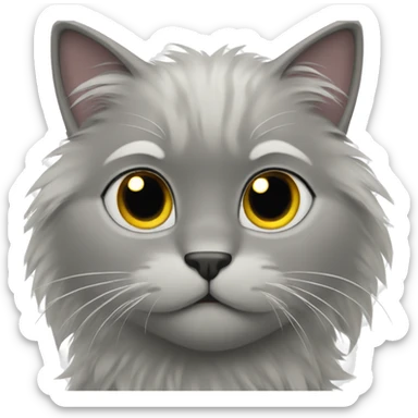 ash grey furry cat sticker