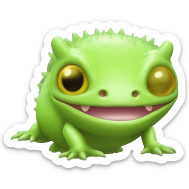 lime green axolotl alien with amber eyes sticker