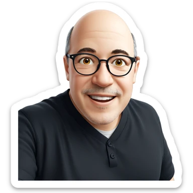 smiling boy with glasses indoors sticker