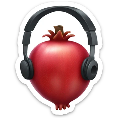 Pomegranate emoji wearing big headphones sticker