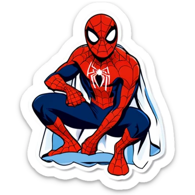 Spiderman in a towel sticker