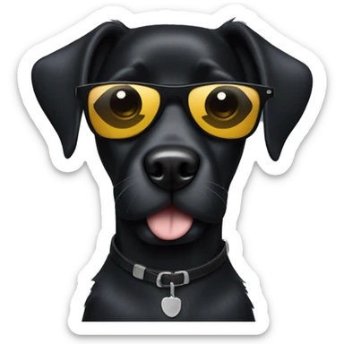black dog with black sunglasses  sticker