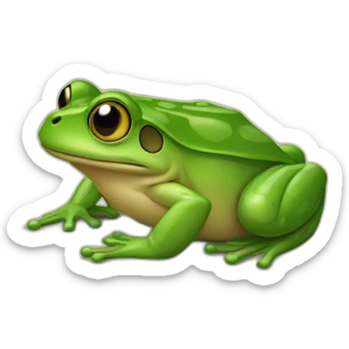 Une grenouille avec un caca sticker