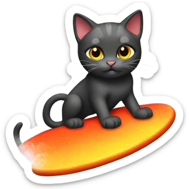 cat surfing on lava sticker