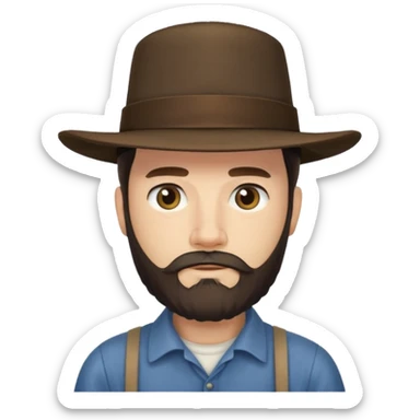 Amish man with beard and with no mustache sticker