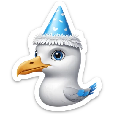 A seagull head with a party hat, without the body sticker