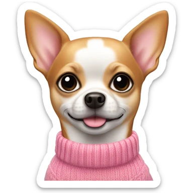 Dog chihuahua white and ginger with a pink sweater sticker