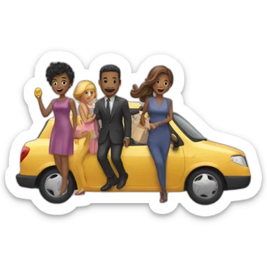Five people is on their way to a fancy place sticker