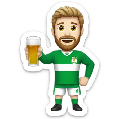 Irish man in argentina football uniform standing up cheering and drinking mate sticker