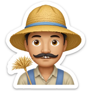 rice farmer with a chinese mustache sticker