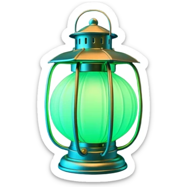 3D render of Lantern Fruit, bioluminescent deep sea style, glowing neon blue and green lights, dark background to contrast the glow, translucent organic textures. sticker