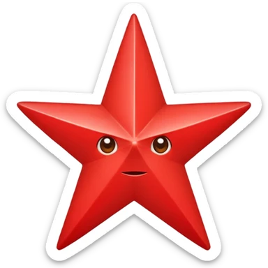 I want a all red star with 5 points no curves either a blank color red star sticker