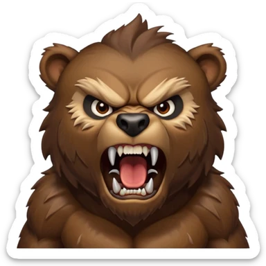 angry werebear with roaring with claws ou sticker