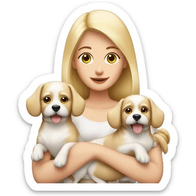 Blonde woman holding two havenese dogs sticker