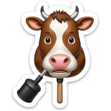 Cow with a plunger sticker