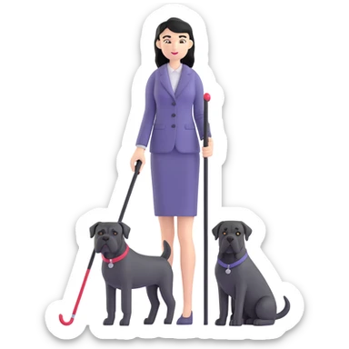Fashionable woman with long black hair and a black Cane Corso dog sticker