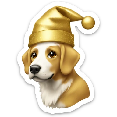 Golden retro with Christmas hat sticker