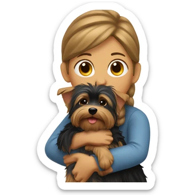 Me hugging Yorkshire terrier  sticker