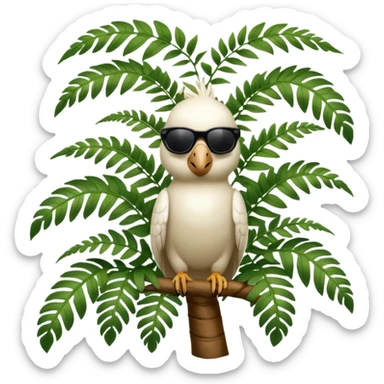 sulfer crested cockatoo wearing sunglasses sitting in a green fern tree with an australian street sign sitting infront of it saying welcome to cockatoo sticker